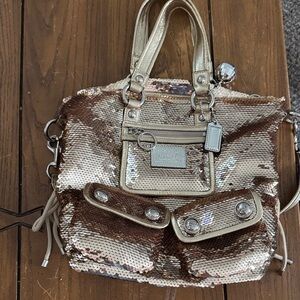 Coach Gold and Silver Shoulder Bag with Elegant Design